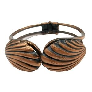 Vintage Copper Bracelet Seashell Design Cuff Clamper Unisex Jewelry